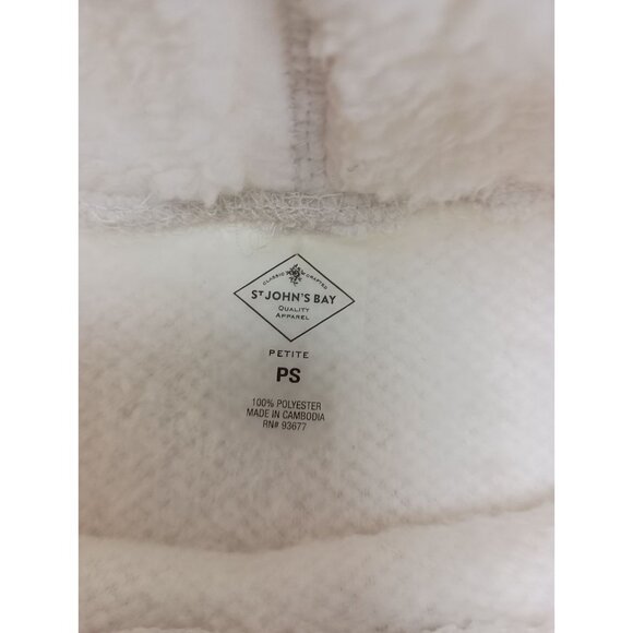 St. John's Bay Faux Fur Sherpa Pullover Long Sleeve Women Sweater White - Picture 7 of 8